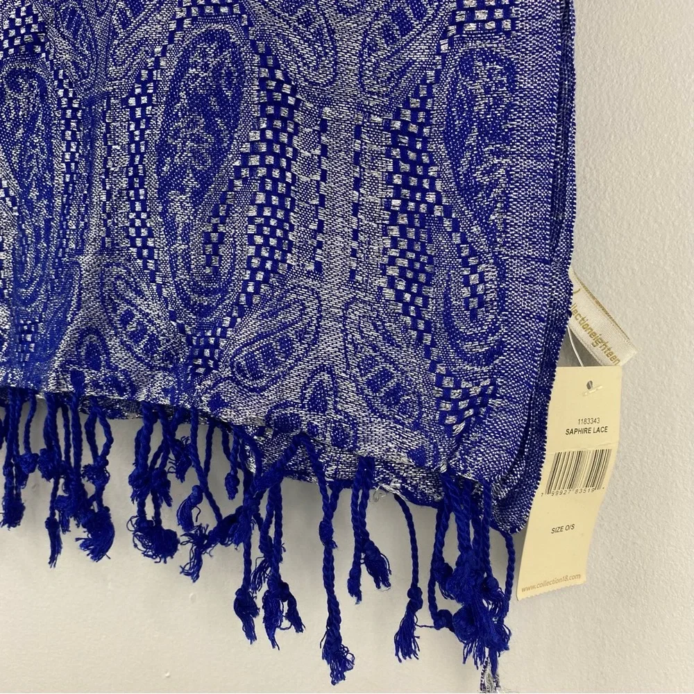Collection Eighteen Blue Sapphire Lace Paisley Scarf